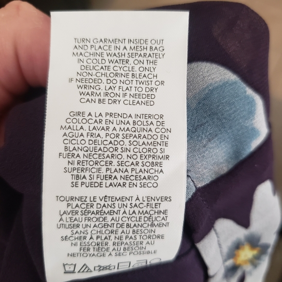 CAbi Ellery dress royal flower floral long sleeve chiffon small new #4018 - Picture 9 of 11